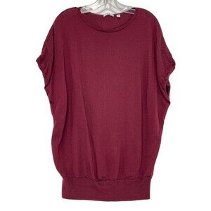 Uniqlo Wool Blend Women Knit Top Large Red Burgundy